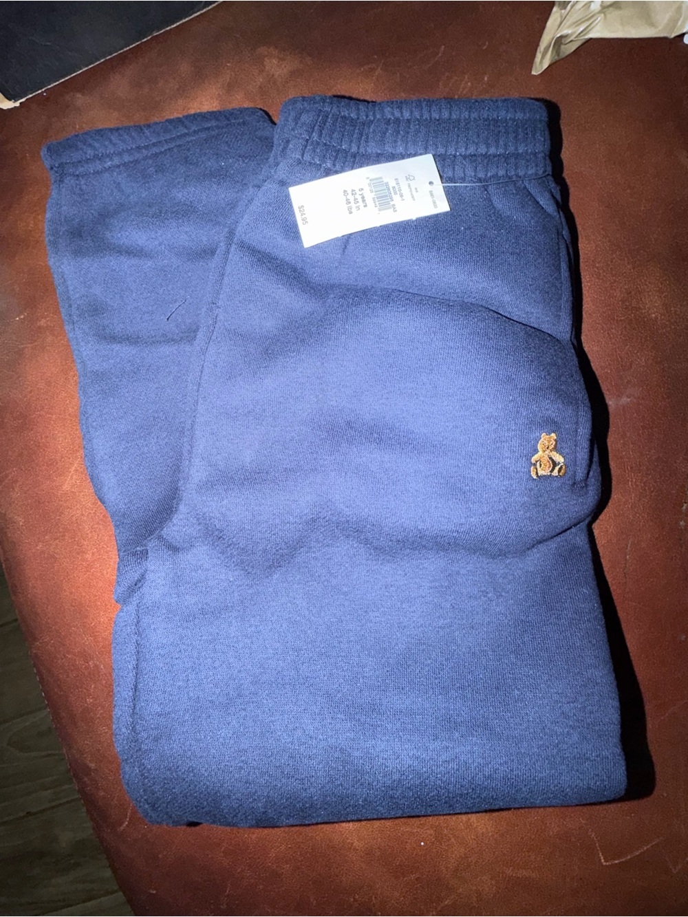 GAP Navy Sweatpants with Embroidered Bear Accent